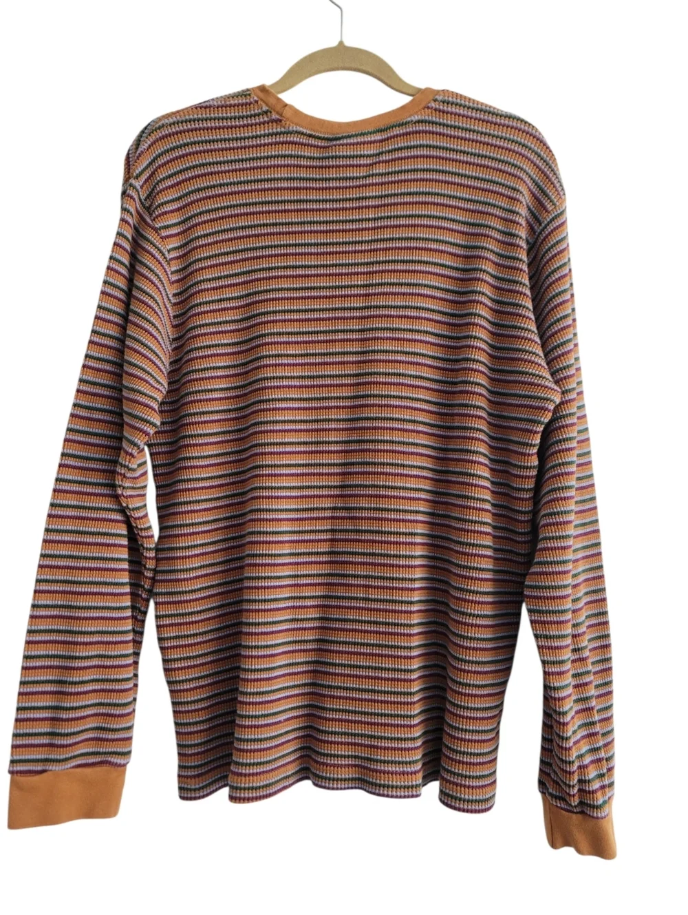 Obey Les Stripe Thermal Shirt Brown Sugar Multi Stripe‎ Long Sleeve 100% Cotton